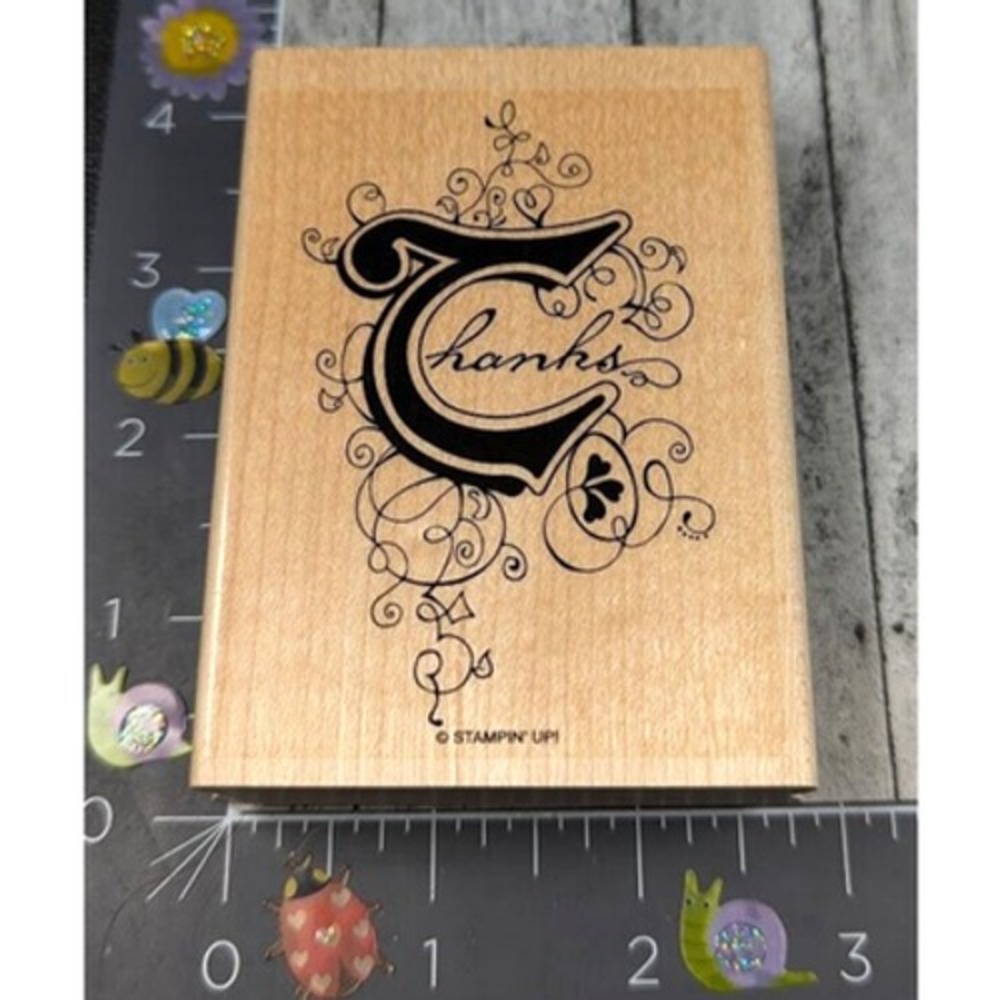 Stampin' Up! Thanks Flourish Design Rubber Stamp Wood #A13